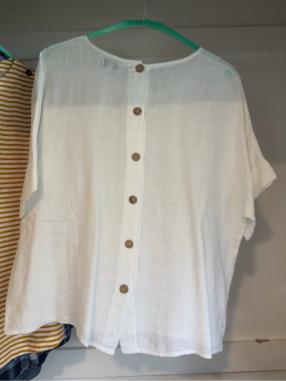 Splendid Iris Women’s Short Sleeve Button Back Blouse Top White Size XL